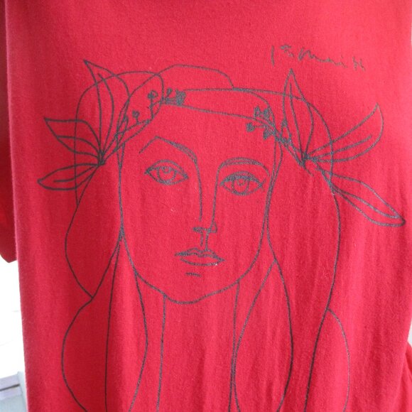 🎨 Red Graphic Tee – Picasso-Inspired Face Art | 3XL - Picture 1 of 5